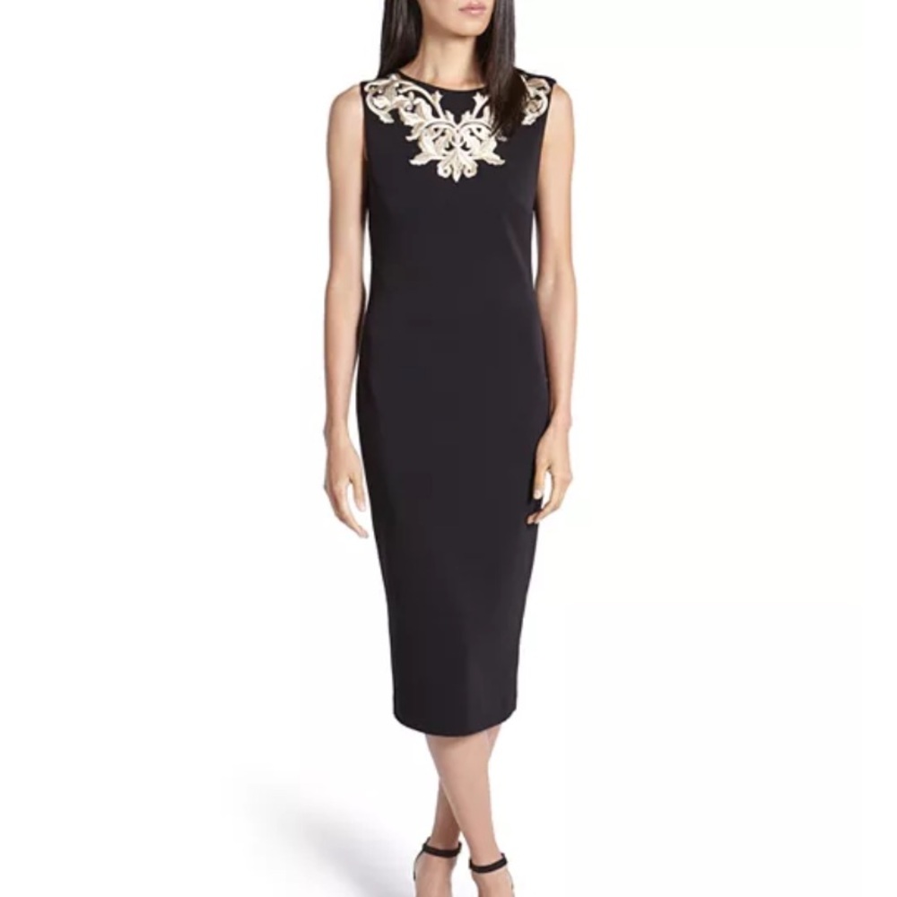 Ted Baker London Tammara Black Dress with Gold Embroidery Size 4 ( Ted Baker )